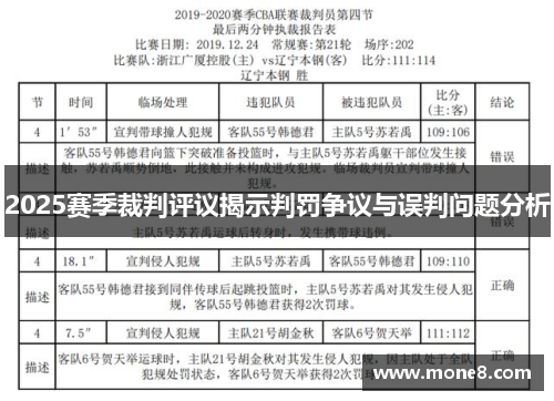 2025赛季裁判评议揭示判罚争议与误判问题分析