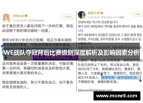 WE战队夺冠背后比赛级别深度解析及影响因素分析